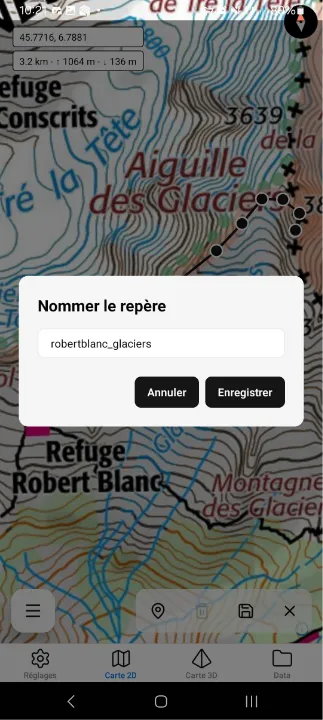 Modale d'édition d'un repère