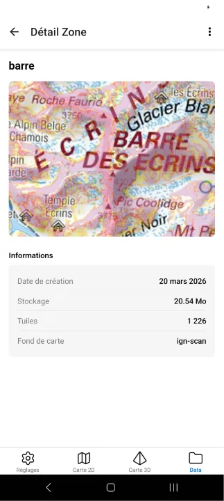 Vue détail d'une zone hors-ligne multi layers