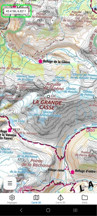 Barre de position et altitude